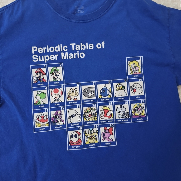 Vintage Super Mario Periodic Table Graphic Tee Men’s Sz S Approx Gamer T-Shirt - Picture 2 of 6